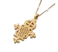 VALKEM Collar colgante de cruz de color plateado etíope africano Eretrian cruces coptas de moda joyería de mujer Aniversario de bodas, Día de San Valentín, regalo de cumpleaños de Navidad