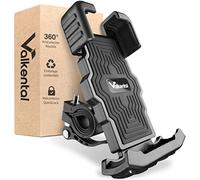 Valkental - Soporte de móvil para Bicicleta con Sistema de Clic y Almohadilla de Silicona | Compatible con Cualquier Manillar y Cualquier Smartphone | Rotación de 360 | iPhone, Samsung, Huawei