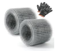 Valla contra roedores y malla fina, valla de jardín rígida, valla galvanizada de malla pequeña, valla de acero galvanizado soldada en caliente (10 cm x 6 m x 2 rollos + un par de guantes)
