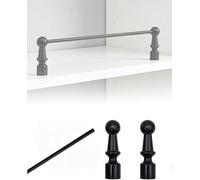 Valla de aluminio for zapatero, barandilla decorativa for estantes for gabinetes madera, barra barrera for armario, vitrina(Black,51cm/20.1in)