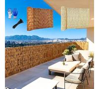Valla de Bambú Natural Protectora - Rollo de Estera Privacidad Cañas Gruesas, Pantalla Visual Contra El Viento, Decoración Exterior para Balcones Terrazas Jardines Barandas(Marrón,H1.4 x L3.0m)