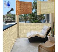 Valla de Bambú Natural Protectora - Rollo de Estera Privacidad Cañas Gruesas, Pantalla Visual Contra El Viento, Decoración Exterior para Balcones Terrazas Jardines Barandas(Natural,H1.8 x L14.0m)