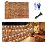 Valla de Bambú Protectora, Estera de Privacidad Visual Viento Natural Balcones Terrazas Jardines Barandas Cerca con Cañas Gruesas, Pantalla Rollos de Vallas Decorativas(Marrón,H0.6 x L1.5m)