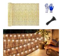 Valla de Bambú Protectora, Estera de Privacidad Visual Viento Natural Balcones Terrazas Jardines Barandas Cerca con Cañas Gruesas, Pantalla Rollos de Vallas Decorativas(Natural,H1.5 x L1.5m)