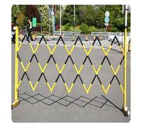 Valla de barrera de metal expandible portátil, protector de seguridad amarillo con base de 2 ruedas, 120 x 250 cm para obras de construcción, proyectos escolares, control de tráfico y gestión de