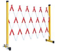 Valla de barrera expandible de control de tráfico, barricada industrial de control de multitudes de 9.8 pies con ruedas para mantenimiento de construcción y gestión de seguridad