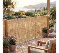 Valla de Caña Natural Auténtica Malla de Ocultación para Jardín Rollo de Cañizo Pantalla Protector Visual Exterior para Terraza Resistente a la Intemperie y Sombra Transpirable(Natural,75x200cm)