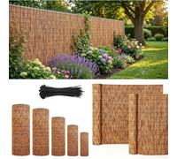Valla de Caña Natural de Privacidad con Bridas 100/120/130/150/180 cm Rollo de Cañizo de Bambú Carbonizado Malla Ocultacion para Balcón Patio Jardin Exterior Terraza y Piscina(H160xL250cm)