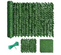Valla de Celosía Artificial con Hojas de Hiedra, Valla de Privacidad Artificial, Decorac, De celosía Artificial Vallas Decorativas,Vallas de privacidad de Hoja Verde de detección de seto(Size: 1m