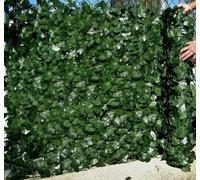 Valla de hiedra artificial, rollo de setos de hojas artificiales verdes, panel de pantalla de hiedra de valla de privacidad, enrejado de hojas para balcón, decoración de pared (hojas de camote oscuro