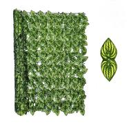 Valla de hiedra artificial, rollo de setos de hojas artificiales verdes, panel de pantalla de hiedra de valla de privacidad, enrejado de hojas para balcón, decoración de pared (hojas de sandía