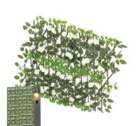 Valla de hojas artificiales - Pantalla de privacidad de rosas, telón de fondo sintético | Panel de vid decorativo estirable para balcón, patio, jardín, valla sintética duradera para decoración del hog