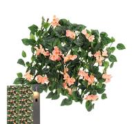 Valla de hojas artificiales - Pantalla de privacidad de trompeta, panel decorativo de enredaderas de fondo sintético estirable | Balcón duradero, jardín, Patio, terraza al aire libre, patio, fiesta de