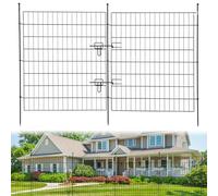 Valla de jardín, 15 paneles (81 cm de alto x 74 cm de ancho), valla de metal sin excavación para animales, valla de rejilla, juego de valla de malla de alambre de metal inoxidable, borde para perros
