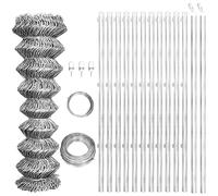 Valla de jardín con postes de acero galvanizado, 25 x 1,25 m, plateada, para jardín, estanque, piscina y recinto de animales