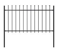 Valla de jardín con puntas de lanza acero negro 1,7x1 m, Malla metálica para gallinero, Red de gallinero de acero, Alambrada de gallinero de acero resistente para proteger a tus aves de corral