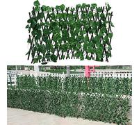 Valla de jardín extensible con enrejado y pantalla de privacidad con hojas de hiedra artificial