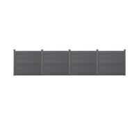 Valla de jardín WPC 165 cm x 618 cm Elemento de Valla Panel de Valla Columnas Protección Gris