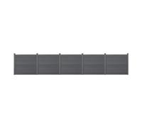 Valla de jardín WPC 165 cm x 770 cm Elemento de Valla Panel de Valla Columnas Protección Gris