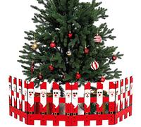 Valla de madera de Navidad para árbol de Navidad, decoración de valla de árbol de Navidad, mini valla flexible, decoración de jardín interior, para vacaciones, oficina, hogar, boda, fiesta (Papá Noel)