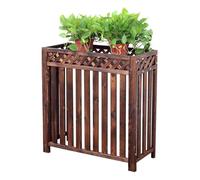 Valla de madera maciza para aire acondicionado, recinto decorativo para aire acondicionado y soporte de flores, paneles independientes para jardín y patio, resistente a la intemperie y diseño elegante