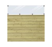 Valla de perfil PLUS Klink con vidrio madera