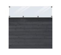 Valla de perfil PLUS Klink con vidrio madera