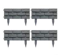 Valla de piedra sintética desmontable 4 piezas de plástico, decoración de villa de césped, anticorrosión, pequeño seto montado en el suelo Partición de barandilla (gris)