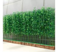Valla de privacidad de bambú artificial con base de madera, decoración al aire libre para patio y jardín, 1 m, pantalla decorativa ecológica