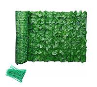 Valla de privacidad de hiedra artificial, paneles de plástico verde para valla de hojas artificiales, para decoración al aire libre, jardín de 0,5 x 3 m (incluye 100 bridas) (hoja verde)