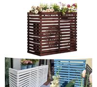 Valla de privacidad de madera para aire acondicionado, cubierta de bomba de calor, cubierta de bomba de calor, recinto de unidad exterior, soporte de flores, rejilla de protección marrón, 120 x 60 x