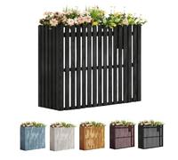 Valla de privacidad para exteriores, cubierta de madera para aire acondicionado, 48 x 24 x 33 pulgadas, ideal para botes de basura, jardín y valla de mascotas, paneles de madera negra (105 x 45 x 100