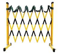 Valla de tráfico plegable de metal con ruedas, flexible e ilatada, portátil, para control de multitudes y eventos