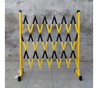 Valla de tráfico retráctil, color amarillo y negro, portátil, control de multitudes, con ruedas, 1,2 x 2,5 m, aislamiento de seguridad industrial para eventos al aire libre, flexible y