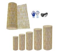 Valla decorativa de bambú para jardín, 2-5.7 pies de alto, tejida a mano, resistente a la intemperie, con bridas de cremallera, fácil de instalar y cortar (145 x 915 cm)