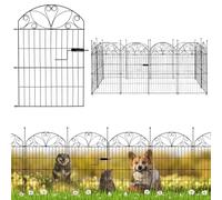 Valla decorativa de metal con puerta, 12 paneles, 81 × 57 cm, borde de hierro negro para césped, parterres y caminos de jardín