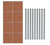 Valla exterior WPC 185x1391cm |MARRÓN| 8x Paneles + 9x Postes de aluminio C/LED solar | Panel doble cara | Diseño moderno | Fácil de montar | Ideal jardín o cerramientos | Valla de privacidad