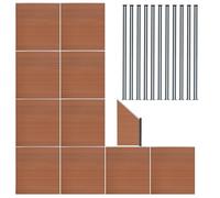 Valla exterior WPC 185x1830cm |MARRÓN| 10x Paneles Rectos+1x Oblicuo+11 postes c/LED solar | Panel doble cara | Diseño moderno | Fácil de montar | Ideal jardín o cerramientos | Valla de privacidad