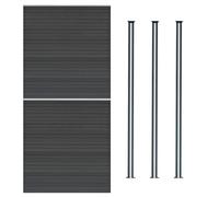 Valla exterior WPC 185x353cm |GRIS| 2x Paneles + 3 postes de aluminio C/LED solar | Panel doble cara | Diseño moderno | Fácil de montar | Ideal jardín o cerramientos | Valla de privacidad
