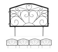 Valla Jardín, 12 Piezas 33 x 675 cm, Bordes Césped Metálicos, Cerramiento Huerto, Estilo Vintage, Hierro, Negro