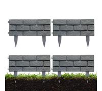 Valla Jardín | 4 Paneles Efecto Piedra Resistentes a la Intemperie DIY - Paneles de Borde para Valla de Jardín - Para Usar En Exteriores Patio Paisaje Sendero Parterre Césped Suelo Hogar Y Apartamento