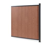 Valla jardin exterior grassano con 1 poste aluminio wpc 180x175cm - marrón neu.holz