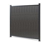 Valla jardin exterior grassano con 1 poste aluminio wpc 185x180cm - gris neu.holz