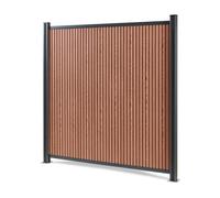 Valla jardin exterior grassano con 1 poste aluminio wpc 185x180cm - marrón neu.holz