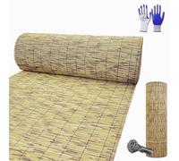 Valla Natural Cañizo para Ocultación Decoración de Ambientes, Rollo Protector Visual Privacidad para Balcón Jardín Patio, Pantalla de Valla Caña de Bambú Cañas Gruesas Tabiques(Natural,H1.4 x L3.5m)
