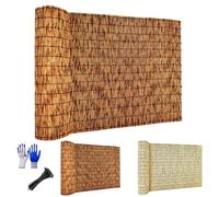 Valla Natural de Cañizo para Ocultación Decoración - Rollo Protector Visual Privacidad para Balcón Jardín Patio - Pantalla de Caña Bambú Cañas Gruesas - Enrollo para Exterior(Marrón,H1.4 x L3.5m)