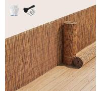 Valla Ocultación Terraza,Cañizo Natural Valla Jardin Exterior Privacidad Balcon Alta Densidad Protector Visual, Alto 180 160 30 40 50 80 120 150cm Con Bridas Para Cables(Marrón,H140xL550cm)