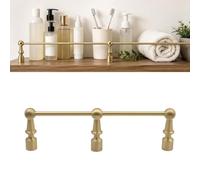 Valla Protectora de Riel de Latón Macizo, Barandilla para Estanterías de Libros, Tope Anticaída Frontal para Estantes Flotantes Armarios y Barra, Dorado con Soportes(Brass-C,107in/272cm)