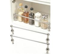 Valla protectora for estantes, barra basculante decorativa de aluminio for galería, barrera de seguridad for estantes abiertos de gabinetes de cocina, fácil instalación, 2 uds.(Silver,51cm/20.1in)