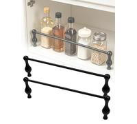 Valla protectora for estantes, barra basculante decorativa de aluminio for galería, barrera de seguridad for estantes abiertos de gabinetes de cocina, fácil instalación, 2 uds.(Black,51cm/20.1in)